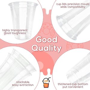 Vasos desechables para postres, vaso de plástico duro, <span class=keywords><strong>precio</strong></span> de fábrica personalizado, jugo, pastel de leche, 12 oz, 16oz, vasos de plástico con tapas de cúpula - Product Image 3