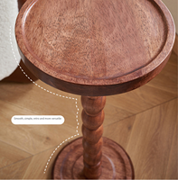 Table d'appoint vintage en bois massif, mini table d'appoint mobile, table de chevet de luxe légère pour porte-bougie