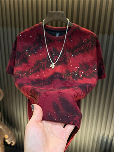 Camiseta Texturizada Tie Dye para Hombre <span class=keywords><strong>con</strong></span> Estampado de Letras en Relieve 3D, Corte Ajustado, Manga Corta, Estilo Casual - Product Image 3