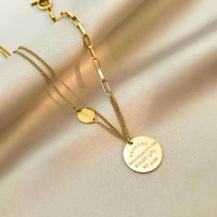 Collier en acier inoxydable à la mode, style boutique, patchwork, style cool, simple, pendentif tendance, accessoires