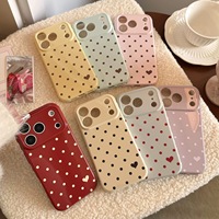 Coque de téléphone ZL107 à pois avec bordure en forme de cœur, style Ins, compatible avec iPhone 17 Pro Max, coque souple, grande fenêtre, 16 pouces