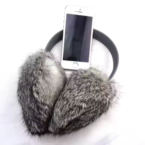 Écouteurs d'hiver en fourrure <span class=keywords><strong>de</strong></span> lapin Rex, adorables, chauds, coupe-vent, en peluche, pour étudiants et équitation - Product Image 2