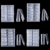 Nouvelles formes d'ongles en cristal extensibles, 120 pièces/boîte, avec support en papier sans échelle, plastique, double, pour extension d'ongles artificiels