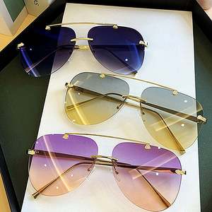 Gafas de Sol de Aviador Ovaladas con Logotipo Personalizado 2025, Venta al Por Mayor de Fábrica, Económicas, Vintage, sin Montura, de Aleación, con Degradado, para Hombre y Mujer - Product Image 1