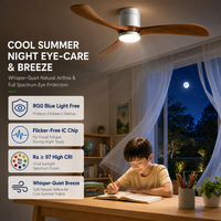 Ventilateur de plafond moderne avec lustre LED, 6 vitesses, moteur DC en cuivre pur, variateur de vitesse, télécommande, ABS, vente directe usine OEM/ODM pour chambre à coucher