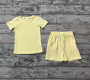 Conjunto de Ropa de Verano para Bebé Niño, Color Amarillo Claro, Estilo Boutique Personalizado BSSO1888, Venta al por Mayor - Product Image 1