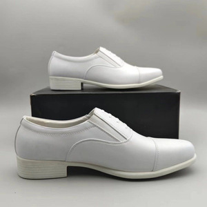 White Leather <b>Dress</b> Shoes <b>Men</b> Formal Wedding Oxfords Lace Up Classic Style Business Wear - Product Image 2