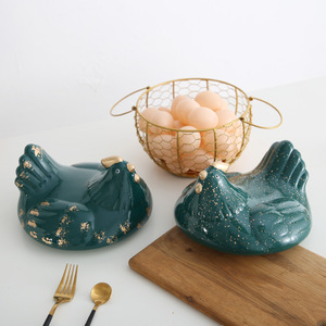 Egg Storage Basket With Handle Flip Top <b>Lid</b> Iron Mesh Chicken Shape Kitchen <b>Decorative</b> Container For Eggs 12 Count - Product Image 3