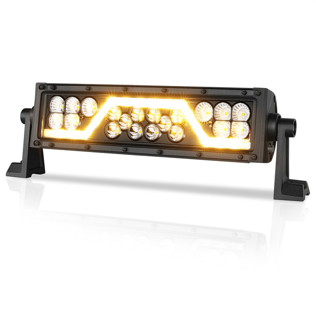 Combo Beam 6000K Main White Light 12 Inch Multifunction Offroad Led Light Bar With Amber DRL