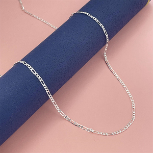 2MM 폭의 실버 도금 황동 피가로 링크 체인 목걸이 (여성/남성 패션 주얼리) - Product Image 2