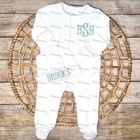 Tenue de rentrée à la maison pour nouveau-né, grenouillère à bordure picotée avec chapeaux, tenue de nouveau-né monogramme, ensembles de pyjamas pour bébé