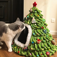 Neues Design Weiches Großhandels-Weihnachtsbaum-Katzenbett Winterwarmes Haustierbett Hundebett Grünes Katzenbett