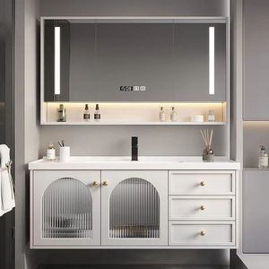 Miroir intelligent certifié CE, unité de salle de bain préfabriquée, finition laquée, résistant à l'eau, montage mural, MDF, garantie de 3 ans - Product Image 4