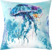 Housse de coussin d'extérieur motif animaux marins arc-en-ciel, Housse de coussin de plage sirène à écailles bleues et tortue, Housse de coussin d'extérieur thème océan