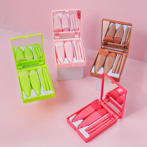 Brocha de Maquillaje Portátil con Espejo, Brocha para Rubor y Polvo, Herramienta de Belleza Suave para Viaje, Brocha Aplicadora de Base y Maquillaje Facial - Product Image 1