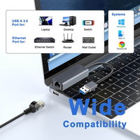 Adaptador de Red Ethernet USB 2.0 a RJ45 RTL8152B 10/100Mbps para PC con Windows, Laptop, LAN Hub-055 Musta en Stock