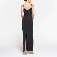 Robe longue moulante élégante et chic de style américain pour l'automne, ornée de strass, avec jupe longue moulante sexy pour les occasions mondaines