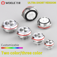 WD12mm Mini interrupteur à bouton-poussoir instantané étanche en acier inoxydable avec broches soudées et lumière LED