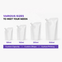 Pochettes à bec verseur imprimées sur mesure, étanches et refermables, pour jus, sauces, détergents et cosmétiques