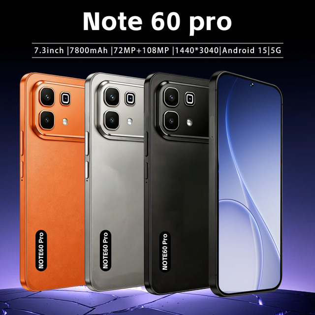 High Quality Note 60 Pro 5G Smartphone 72+108MP Camera 7.3" HD Display for Photography & Vlogging