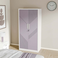 Armoire métallique 4 portes pour chambre à coucher, en acier, avec casier intégré, Singapour