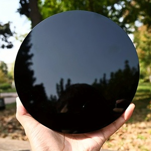 Lustre Crystal Modern Energy Inhaler Hand Carved Crystal Crafts Polished Plate Black Obsidian Crystal Mirror for Witchy Things