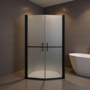 Puerta de Ducha Esmerilada de 34.6-35.8x74.8 Pulgadas con Marco Negro, Vidrio Templado, Bisagras, Diseño Minimalista, Forma Rectangular - Product Image 2