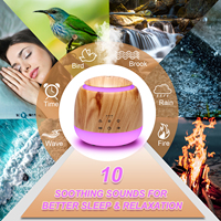 Diffuseur d'huiles essentielles d'aromathérapie 300 ml, humidificateur ultrasonique silencieux à brume froide, 10 sons relaxants, bruit blanc, veilleuse