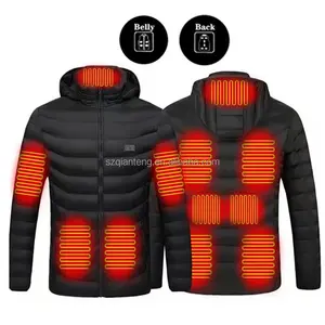 AQTQ 11 zonas de calor batería eléctrica recargable calefacción calentador ligero hombres chaqueta impermeable aislado personalizado abrigo calentado