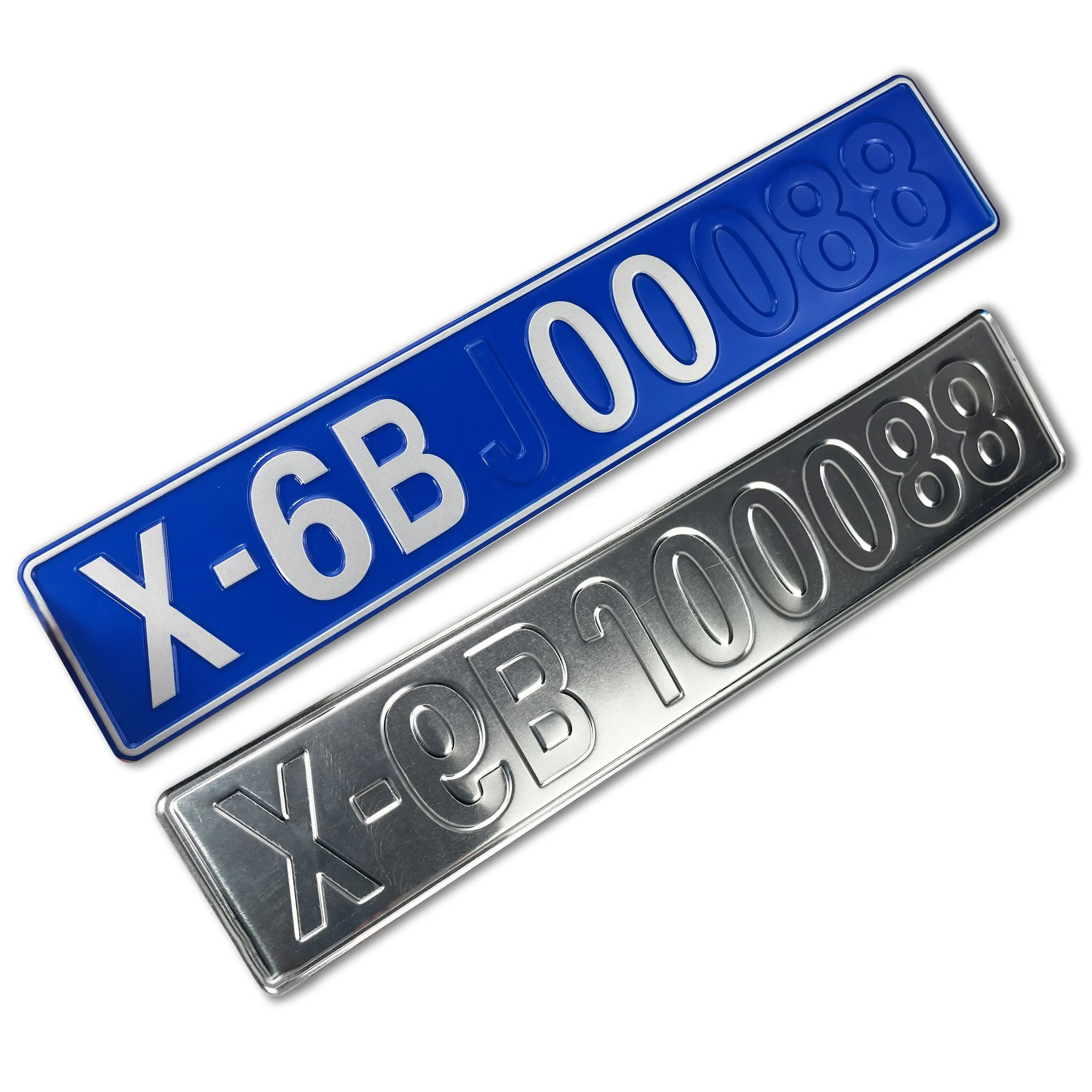 Placa de identificación en relieve 3D de Metal plateado personalizado, cepillado, placa de aluminio anodizado con logotipo, para matrícula de coche