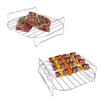 Support de friteuse à air en acier inoxydable Brochettes de viande pour barbecue Accessoires ménagers Plateau de cuisson Support pour friteuses à air grillagé pour barbecue