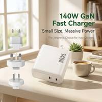 Chargeur mural double port rapide 140W avec 2 ports USB-C, fiches interchangeables AU/UK/EU, adaptateur de charge rapide PD 3.1/3.0 pour MacBook