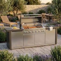 Ensemble d'îlots pour barbecue de cuisine extérieure moderne de qualité supérieure en acier inoxydable et aluminium comptoir en marbre galvanisé pour 5 personnes ou plus Walpole