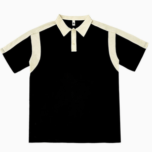 Polo de Algodón Negro de Manga Corta para Hombre, Estilo Casual con Bloques de Color, Tejido Transpirable, Corte Regular - Product Image 3