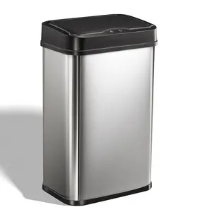 Rectangular Trash Can Rubbish Bin Smart Waste Bins Smart Kitchen Sensor Dustbin Stainless Steel with PP Lid Hot Selling 13gallon