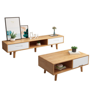 Nordic Solid Wood Tv Cabinet And <b>Coffee</b> <b>Table</b> Combination Living Room Set Storage Furniture For Small Apartments - Product Image 5