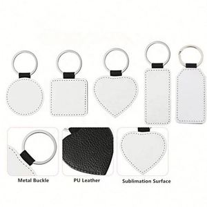 High Quality PU Leather Keychain Sublimation Digital Photo Keychains Blank Leather Metal Keychains - Product Image 5