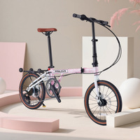 Vélo pliant avec roues de 16 pouces, freins à disque doubles, cadre sans queue, 7 vitesses, léger, ultra-léger, portable, facile à transporter, excellent