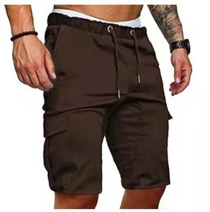 Shorts cargo décontractés pour homme, taille mi-haute, en tissu peigné respirant, avec motif uni et logo frontal - Product Image 6