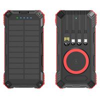 Batterie externe solaire pour la randonnée en plein air, 20000mAh, charge rapide PD22.5W, charge sans fil 15W, USB Type-C, écran LED, chargeur d'urgence portable