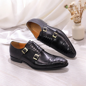 Mocassins d'affaires en cuir pour hommes, style rétro avec boucle, pour le bureau et la carrière – Chaussures habillées en promotion - Product Image 4