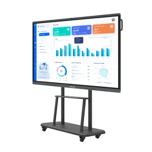 Papan tulis interaktif portabel 100 inci, papan antarmuka android 13.0 layar sentuh monitor 4k konferensi panel interaktif