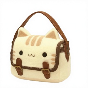 Cute Plush Cat Handbag Stuffed Animal Zipper Closure <b>Large</b> Capacity Shoulder <b>Backpack</b> Cartoon Fashion <b>Women</b> - Product Image 2