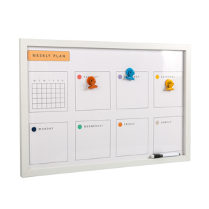 Tablero de limpieza en seco montado en la pared de la escuela para el hogar, oficina, <span class=keywords><strong>plan</strong></span> semanal, pizarra blanca para niños con bolígrafo y clips - Product Image 2