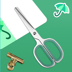 All Steel Office Scissors Green Straight Head Stainless Steel Multi Purpose Paper Fabric Cutting Home Use - Product Image 2