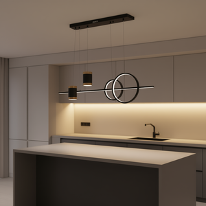 Lampadario Geometrico Botmx con Paralume Cilindrico in Metallo Nero, Lampada a Sospensione per Isola Cucina, LED E27 3500K Luce Calda - Product Image 2