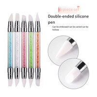 Meilleures ventes : Lot de 5 stylos de sculpture d'ongles en silicone double embout (2 voies) pour nail art, gravure 3D, manucure DIY, poinçonnage et gaufrage