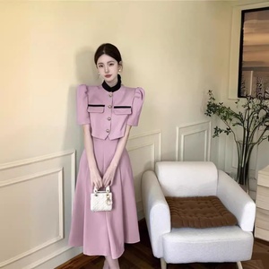 Colección Boutique Primavera 2025, Conjunto de Alta Gama para Mujer, Traje de Cuello Redondo Largo y Falda Ajustada de Cintura Alta, Venta al Por Mayor - Product Image 2