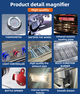 Parrilla de <span class=keywords><strong>Gas</strong></span> Independiente para Exterior con Quemador Trasero Infrarrojo y Mesa Lateral para Entretenimiento al Aire Libre - Product Image 5