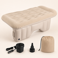 Matelas pneumatique de voiture avec surface en PVC floqué et support pour les pieds, lit de voyage portable pour siège arrière avec pompe 12V pour marque privée